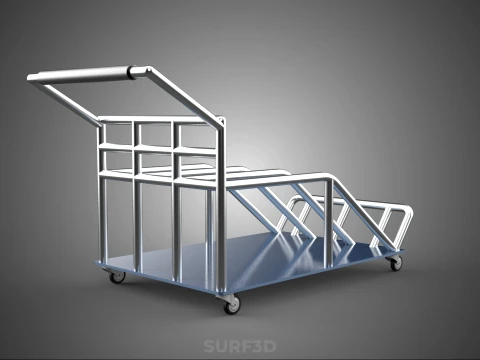 PORTER TROLLEY CART ROLLING DOLLY TERMINAL AIRPORT HOTEL BAGGAGE 3D Model