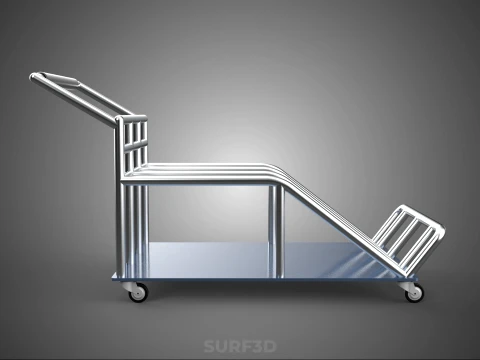 PORTER TROLLEY CART ROLLING DOLLY TERMINAL AIRPORT HOTEL BAGGAGE 3D Model