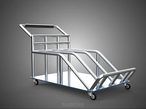 PORTER TROLLEY CART ROLLING DOLLY TERMINAL AIRPORT HOTEL BAGGAGE 3D Model
