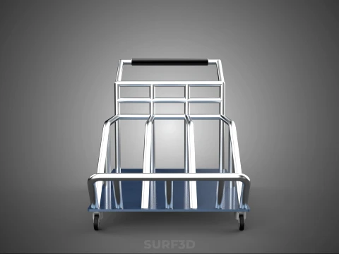 PORTER TROLLEY CART ROLLING DOLLY TERMINAL AIRPORT HOTEL BAGGAGE 3D Model