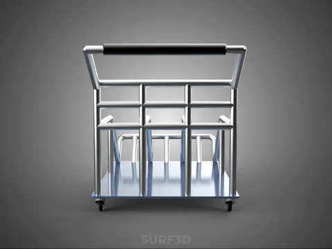 PORTER TROLLEY CART ROLLING DOLLY TERMINAL AIRPORT HOTEL BAGGAGE 3D Model