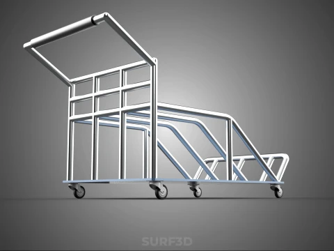 PORTER TROLLEY CART ROLLING DOLLY TERMINAL AIRPORT HOTEL BAGGAGE 3D Model