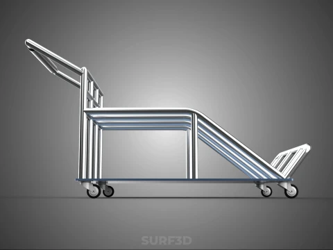 PORTER TROLLEY CART ROLLING DOLLY TERMINAL AIRPORT HOTEL BAGGAGE 3D Model
