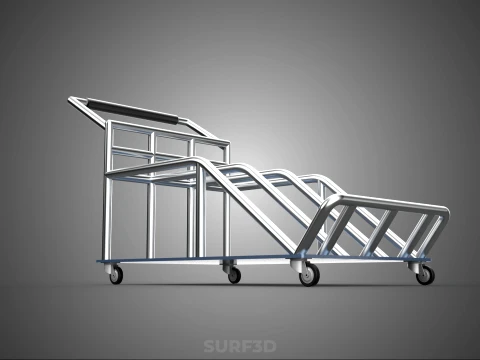 PORTER TROLLEY CART ROLLING DOLLY TERMINAL AIRPORT HOTEL BAGGAGE 3D Model