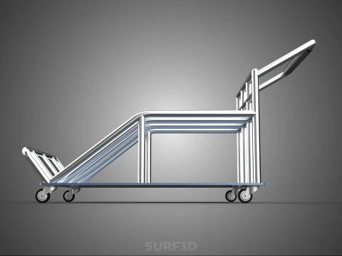 PORTER TROLLEY CART ROLLING DOLLY TERMINAL AIRPORT HOTEL BAGGAGE 3D Model