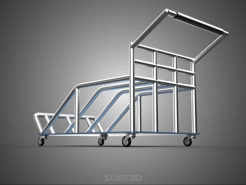 PORTER TROLLEY CART ROLLING DOLLY TERMINAL AIRPORT HOTEL BAGGAGE 3D Model