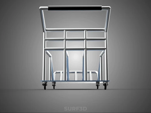 PORTER TROLLEY CART ROLLING DOLLY TERMINAL AIRPORT HOTEL BAGGAGE 3D Model
