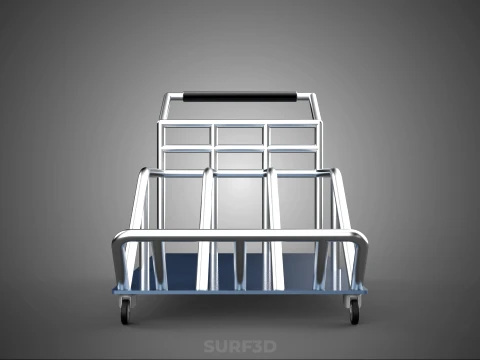 PORTER TROLLEY CART ROLLING DOLLY TERMINAL AIRPORT HOTEL BAGGAGE 3D Model