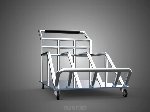 PORTER TROLLEY CART ROLLING DOLLY TERMINAL AIRPORT HOTEL BAGGAGE 3D Model
