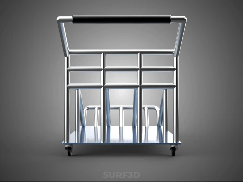 PORTER TROLLEY CART ROLLING DOLLY TERMINAL AIRPORT HOTEL BAGGAGE 3D Model