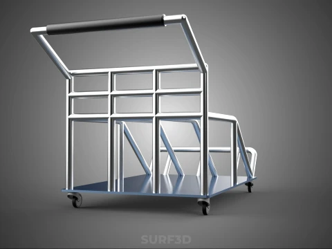 PORTER TROLLEY CART ROLLING DOLLY TERMINAL AIRPORT HOTEL BAGGAGE 3D Model