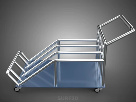 PORTER TROLLEY CART ROLLING DOLLY TERMINAL AIRPORT HOTEL BAGGAGE 3D Model