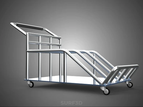 PORTER TROLLEY CART ROLLING DOLLY TERMINAL AIRPORT HOTEL BAGGAGE 3D Model