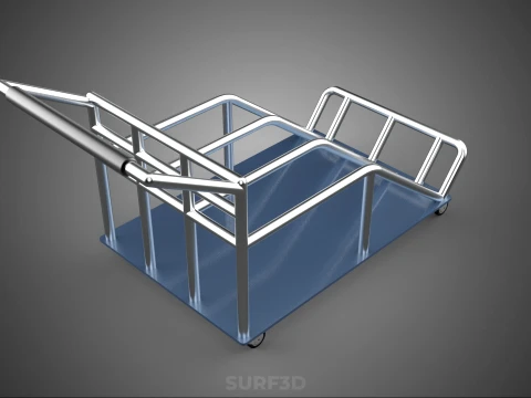 PORTER TROLLEY CART ROLLING DOLLY TERMINAL AIRPORT HOTEL BAGGAGE 3D Model