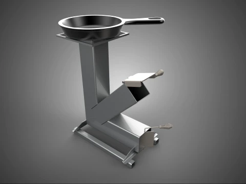 ROCKET STOVE TIMBER WOOD FUEL FURNACE BURNER COOKER PAN OUTDOOR 3D Model