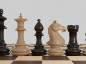 chess wood pieces 3D Model