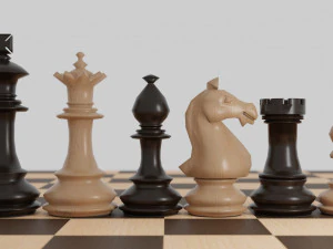 chess wood pieces 3D Model
