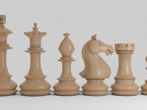 chess wood pieces 3D Model