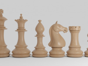 chess wood pieces 3D Model