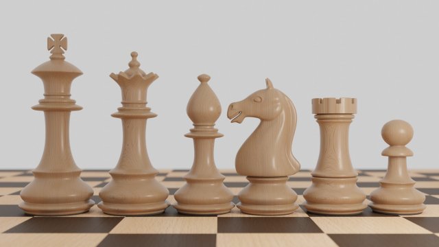 chess wood pieces 3D Model .c4d .max .obj .3ds .fbx .stl .blend 