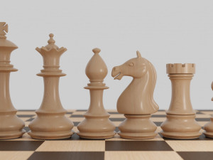 chess wood pieces 3D 모델