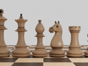 chess wood pieces 3D Model