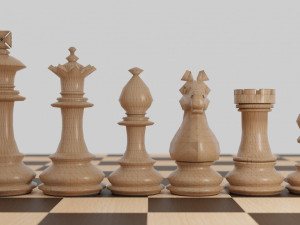 chess wood pieces 3D Model