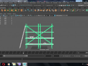 low poly scaffolding model with wooden ladder and carton boxes Modèle 3D