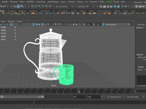 a metal cooffe pot and a cup made in old style 3D Модель