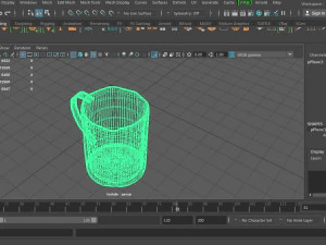 a metal cooffe pot and a cup made in old style 3D Model