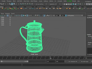 a metal cooffe pot and a cup made in old style 3D Model
