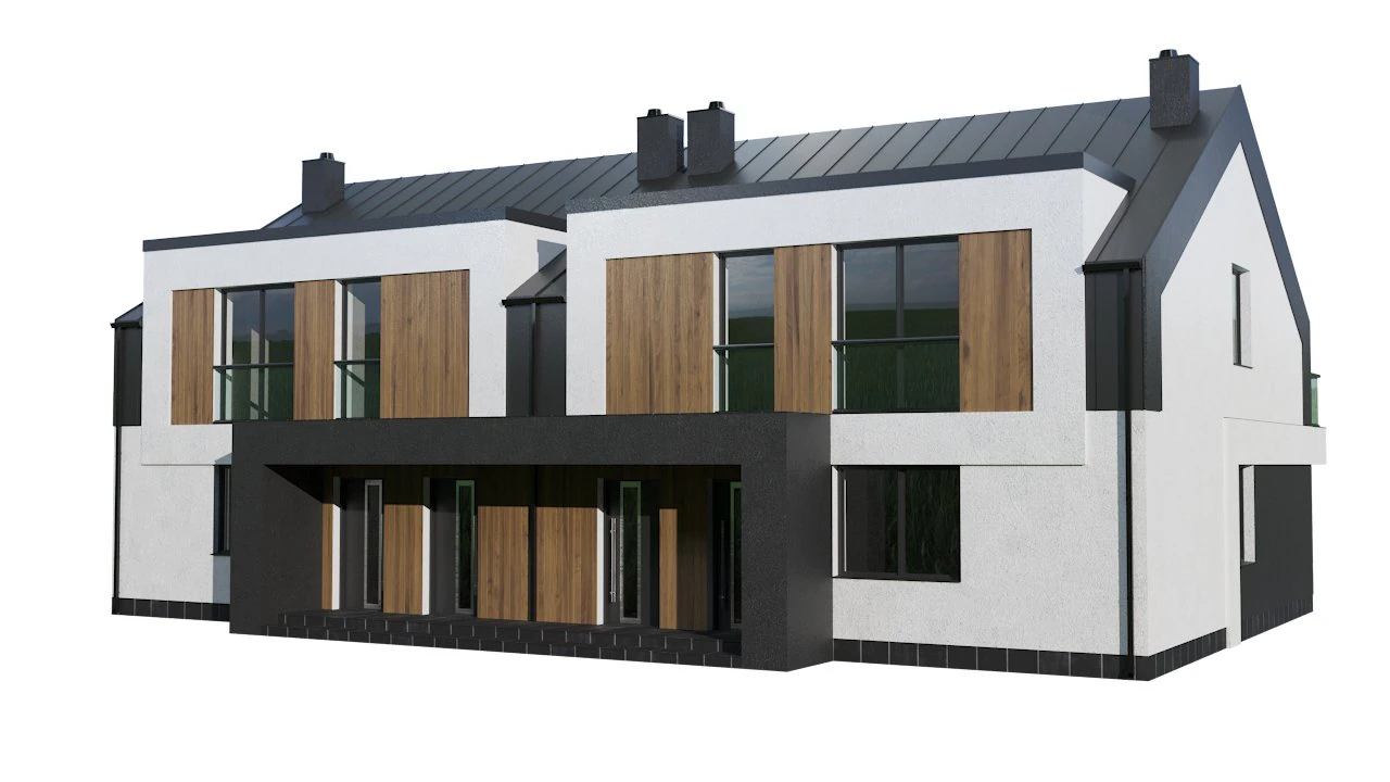 twin house 1 3D Model .c4d .max .obj .3ds .fbx .stl .blend 