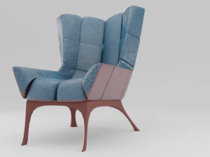modern blue chair leather 3D Model