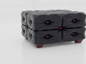 ottoman sofa couch black leather 3D Model