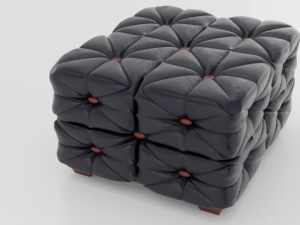 ottoman sofa couch black leather Model 3D