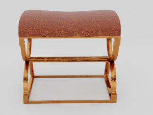 ottoman sofa gold and leather 3D Model