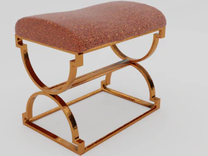 ottoman sofa gold and leather 3D Model