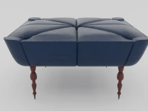 dark blue ottoman leather couch sofa 3D Model