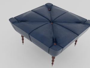 dark blue ottoman leather couch sofa 3D Model