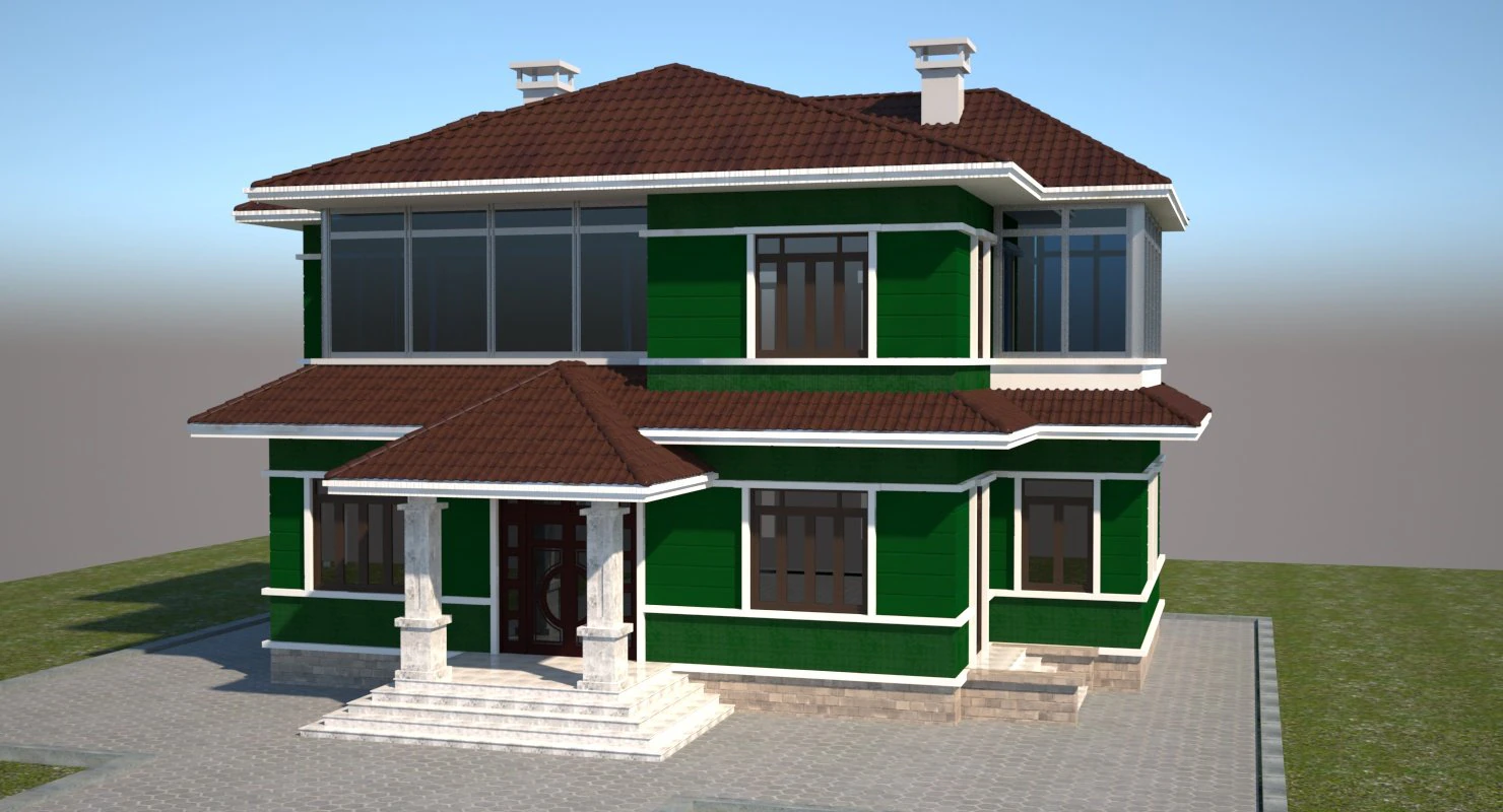 villa 3D Model .c4d .max .obj .3ds .fbx .stl .blend 