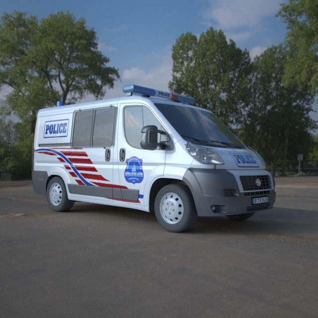 police fiat ducato van 3Dモデル .c4d .max .obj .3ds .fbx .stl .blend 