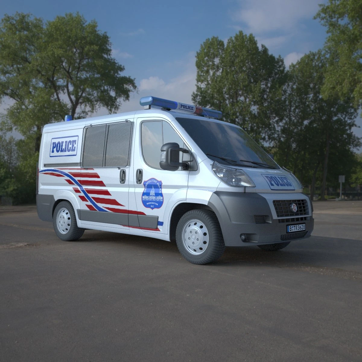 police fiat ducato van 3D Model .c4d .max .obj .3ds .fbx .stl .blend