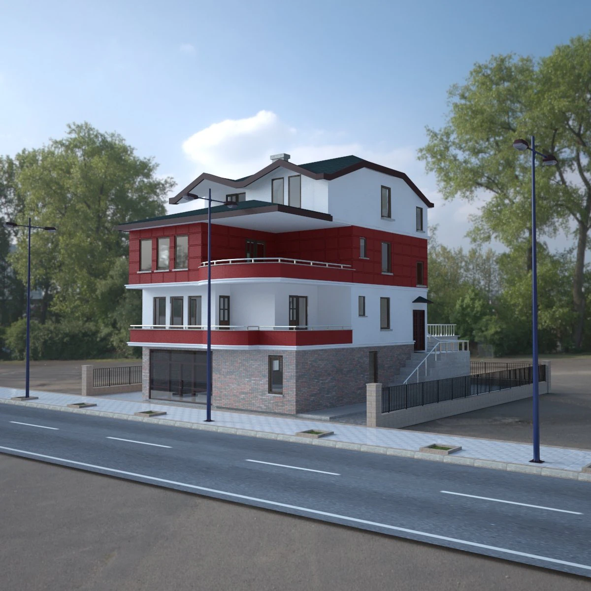 storey building 3D Model .c4d .max .obj .3ds .fbx .stl .blend