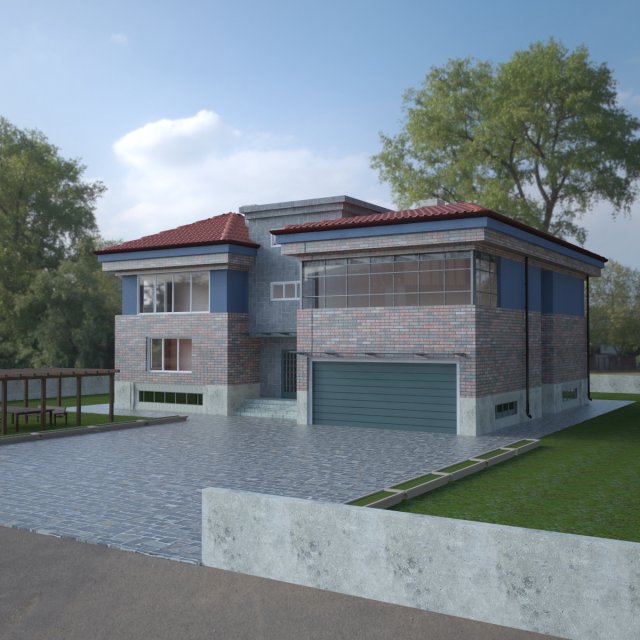 storey villa 3D 模型 .c4d .max .obj .3ds .fbx .stl .blend 