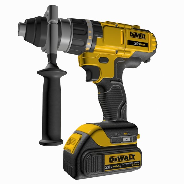 drill dawalt 20v 3D 模型 .c4d .max .obj .3ds .fbx .stl .blend