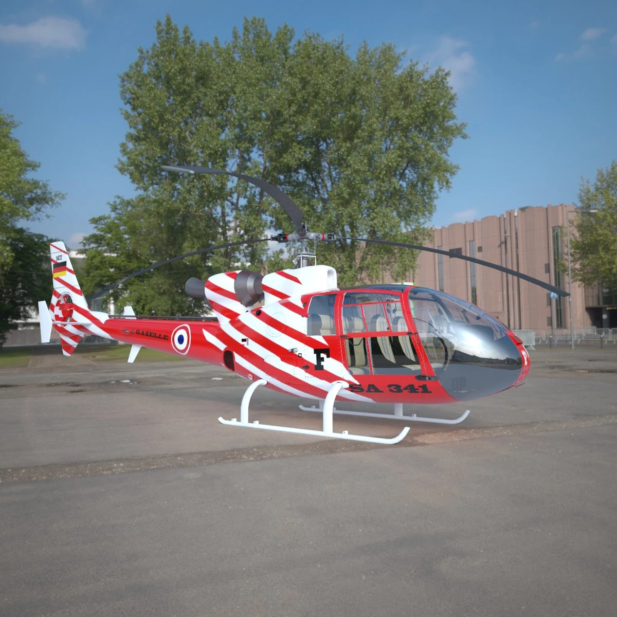 helicopter gazelle sa 341 3D Model .c4d .max .obj .3ds .fbx .stl .blend 