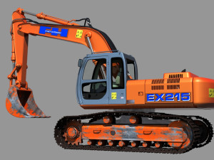 fiat hitachi fh 200 digger 3D Model