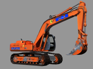 fiat hitachi fh 200 digger 3D Model