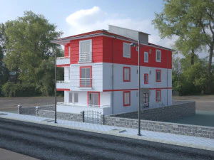 3 storey building 3D Model
