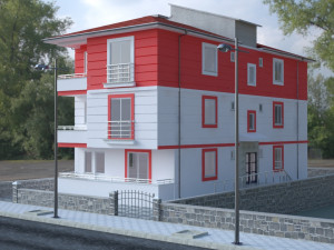 3 storey building Model 3D